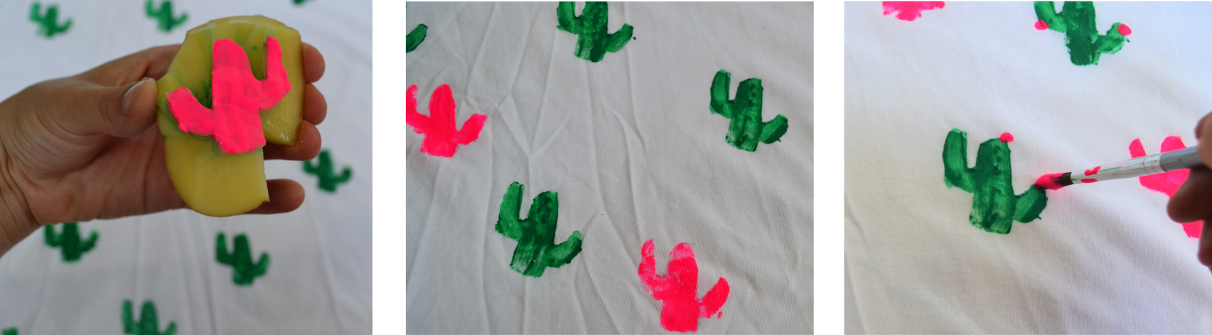 DIY tampons tee shirt cactus